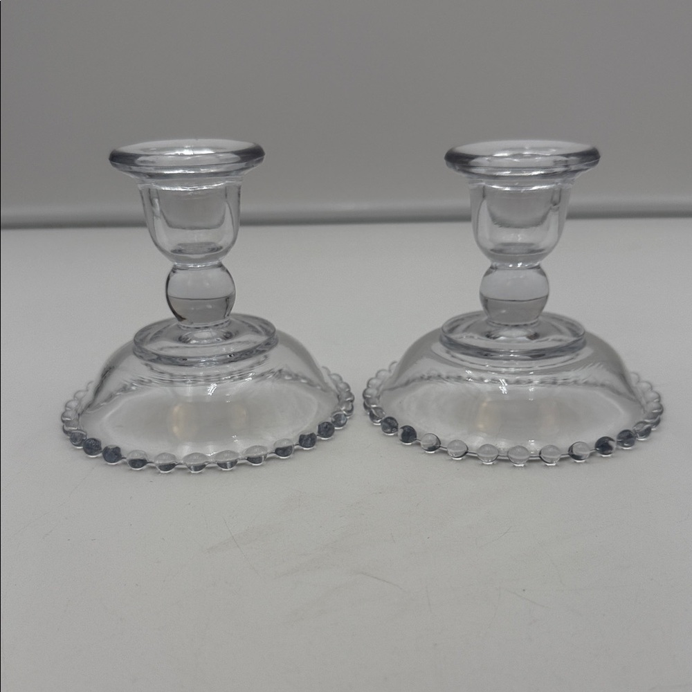 Pair Vintage Imperial Glass Candlewick Candle Holders